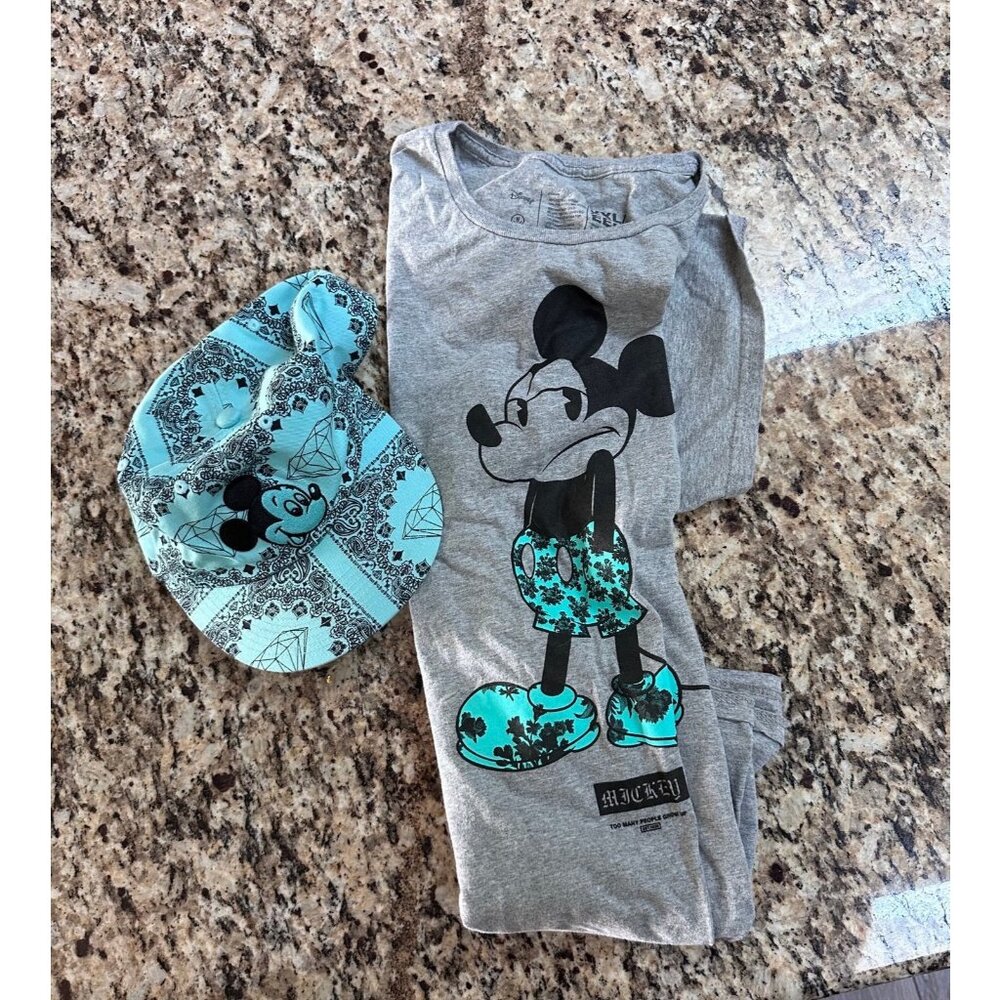 Disney Mickey Mouse x Diamond x Neff turquois hat and shirt 2xl